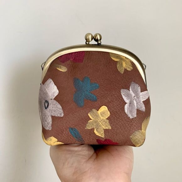 Genuine Leather Hand Painted Floral, Wooden Frame Bag/Crossbody & Small Purse - Picture 14 of 16